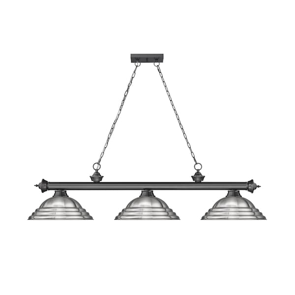 Cordon 3 Light Billiard, Bronze Plate & Brushed Nickel